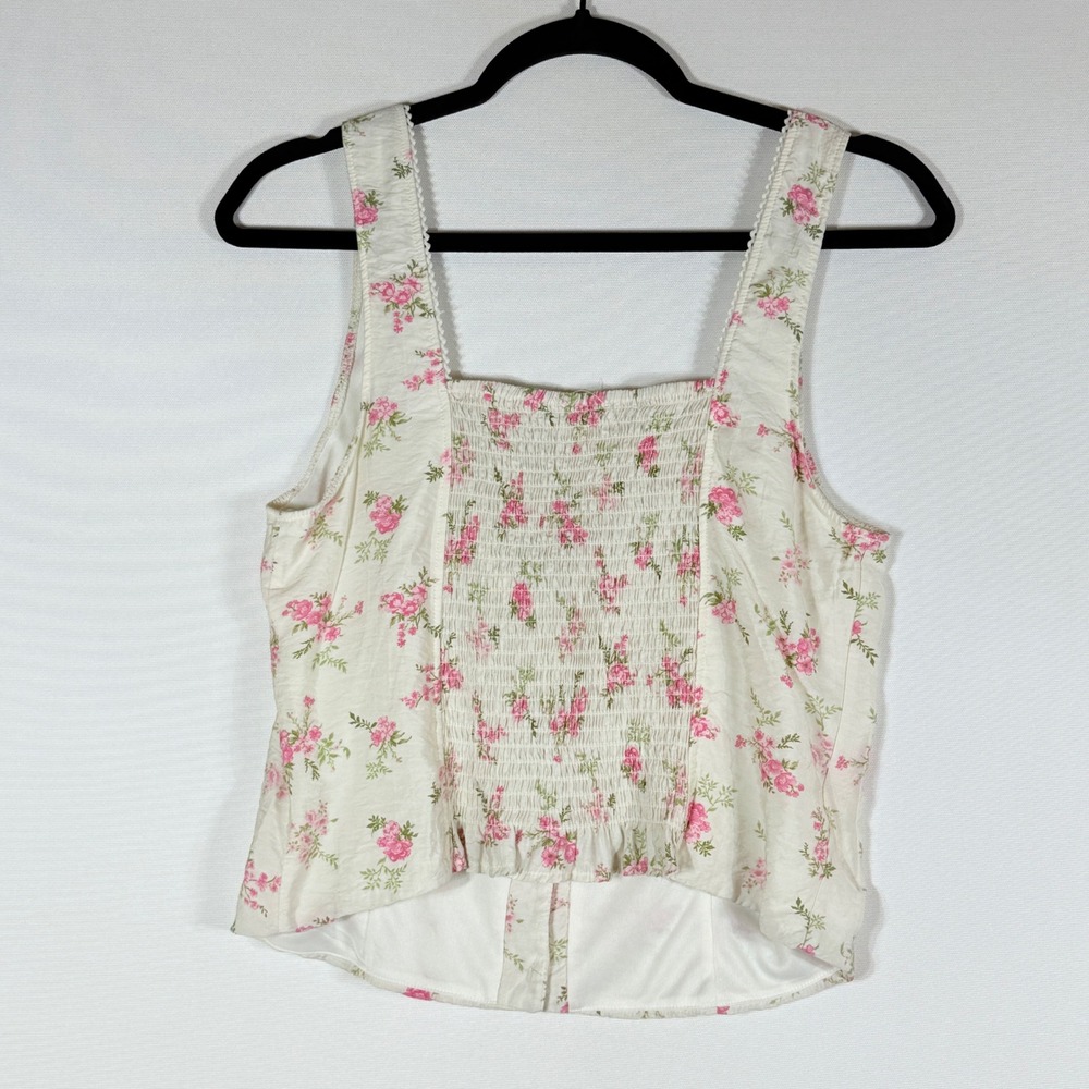 Kirious XL Tank Top Floral Smocked Pink Dainty Coquette Ballet Feminine Romantic - Picture 3 of 6